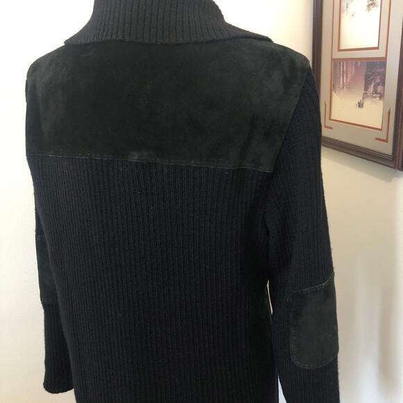 Vintage Y2K Terry Lewis Classic Luxuries Black Leather Wool Knit Jacket Suede L - Picture 7 of 11